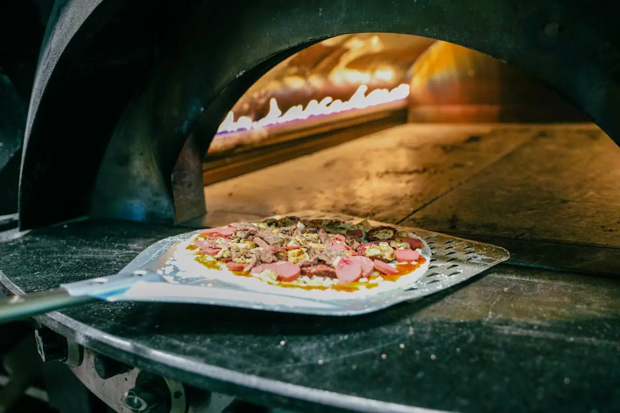 Wood-fired oven in action